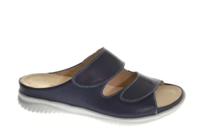 Hartjes Hartjes Dames Slippers Slides Leer Klittenbandsluiting Blauw