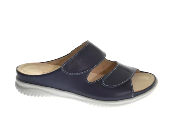 Hartjes Hartjes Dames Slippers Slides Leer Klittenbandsluiting Blauw