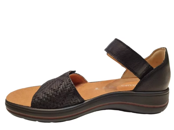 Hartjes Hartjes 132.2102/41 01.01 G Leren Dames Sandalen Met Klittenbandsluiting Zwart