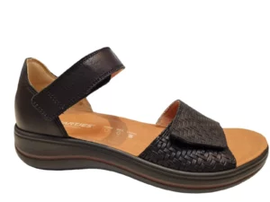Hartjes Hartjes 132.2102/41 01.01 G Leren Dames Sandalen Met Klittenbandsluiting Zwart