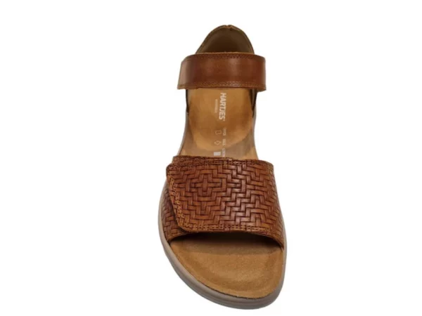 Hartjes Hartjes 132.2102/41 53.53 G Leren Dames Sandalen Met Klittenbandsluiting Bruin