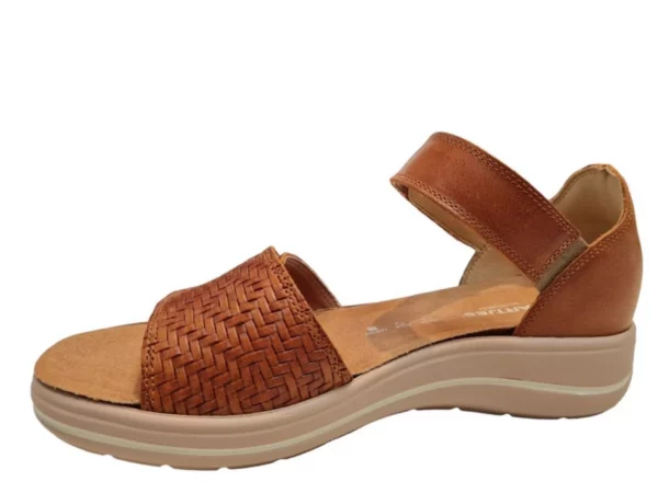 Hartjes Hartjes 132.2102/41 53.53 G Leren Dames Sandalen Met Klittenbandsluiting Bruin