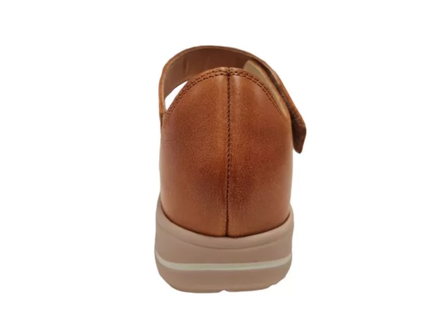 Hartjes Hartjes 132.2102/41 53.53 G Leren Dames Sandalen Met Klittenbandsluiting Bruin