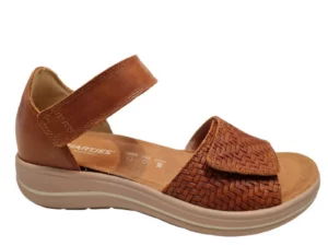 Hartjes Hartjes 132.2102/41 53.53 G Leren Dames Sandalen Met Klittenbandsluiting Bruin