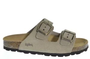 Kipling Kipling Medina 4 Taupe 0713 Meisjes Slippers Voorgevormd Voetbed Dubbele Gespesluiting Creme