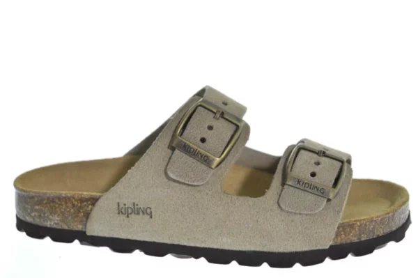 Kipling Kipling Medina 4 Taupe 0713 Meisjes Slippers Voorgevormd Voetbed Dubbele Gespesluiting Creme
