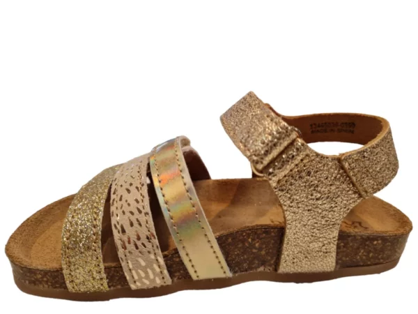 Kipling Kipling Nadia gold 0399 Meisjes Sandalen Voorgevormd Voetbed Klittenbandsluiting Goud Glitter Metallic