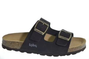 Kipling Kipling Sunset 5 Black 0900 Jongens Slippers Voorgevormd Voetbed Dubbele Gespsluiting Zwart