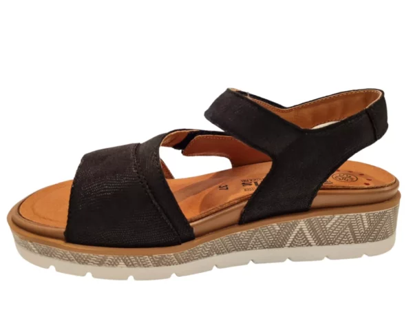 Mephisto Mephisto Meril Artesia black Leren Dames Sandalen met Klittenbandsluitingen en Verhoogde Hak Zwart