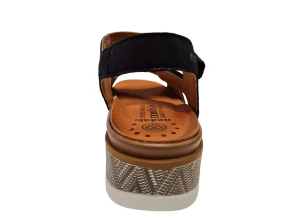 Mephisto Mephisto Meril Artesia black Leren Dames Sandalen met Klittenbandsluitingen en Verhoogde Hak Zwart