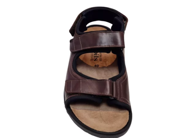 Mephisto Mephisto Valden Dark Brown Leren Heren Sandalen Uitneembaar Voetbed Bruin