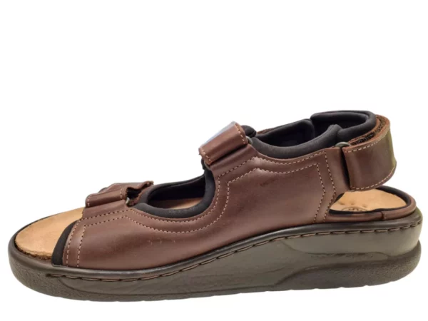 Mephisto Mephisto Valden Dark Brown Leren Heren Sandalen Uitneembaar Voetbed Bruin