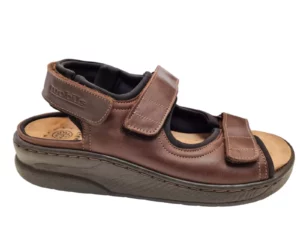 Mephisto Mephisto Valden Dark Brown Leren Heren Sandalen Uitneembaar Voetbed Bruin