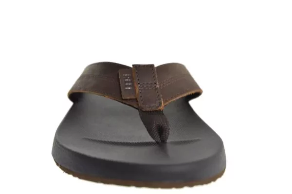 Reef Reef - Cushion Bounch Phantom BLACK Heren Slippers Teenslippers Leren Band Bruin Met Zwart