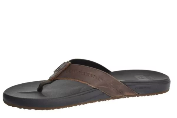 Reef Reef - Cushion Bounch Phantom BLACK Heren Slippers Teenslippers Leren Band Bruin Met Zwart
