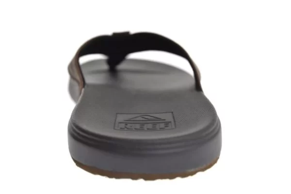 Reef Reef - Cushion Bounch Phantom BLACK Heren Slippers Teenslippers Leren Band Bruin Met Zwart