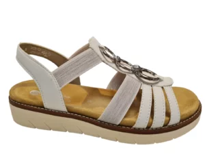 Remonte Remonte D2073-80 Dames Sandalen Uitneembaar Voetbed Zilveren Ringen Wit