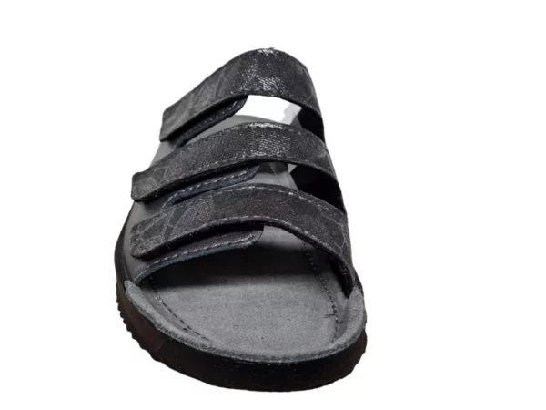 Rohde Rohde 1930 82 Leren Dames Slippers Teenslippers Voorgevormd Voetbed klittenbandsluiting Grijs