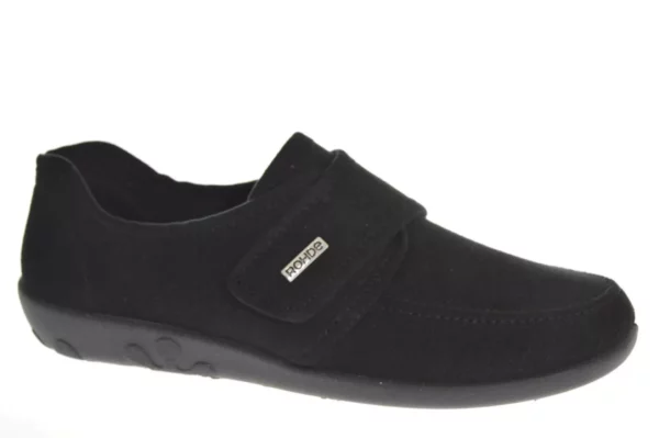 Rohde Rohde Zwarte Dames Pantoffels Gesloten Klittenbandsluiting