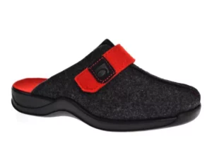 Rohde Rohde Grijs met Rode Dames Pantoffels Instap
