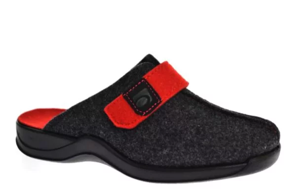 Rohde Rohde Grijs met Rode Dames Pantoffels Instap