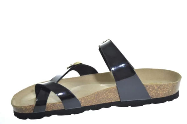 Rohde Rohde - 5575 91 Leren Dames Slippers Teenslippers Voorgevormd Voetbed Zwart