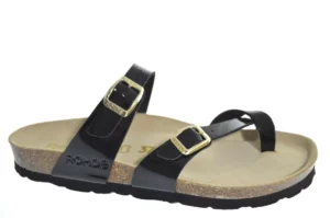 Rohde Rohde - 5575 91 Leren Dames Slippers Teenslippers Voorgevormd Voetbed Zwart