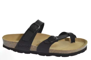 Rohde Rohde - 5594 90 Leren Dames Slippers Teenslippers Voorgevormd Voetbed Zwart