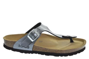 Rohde Rohde - 5600 83 Leren Dames Slippers Teenslippers Voorgevormd Voetbed Grijs