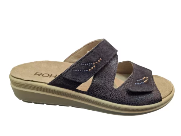 Rohde Rohde 5729 56 Blauwe Dames Slippers Met Klittenbandsluiting