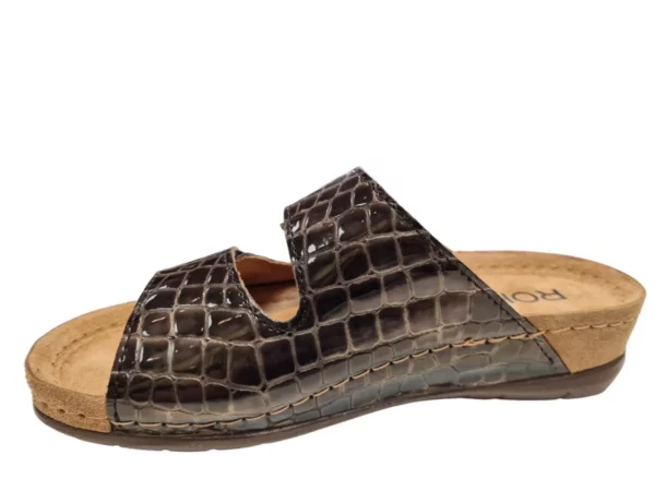 Rohde Rohde 5854 82 Grijze Leren Dames Slippers Met Klittenbandsluiting