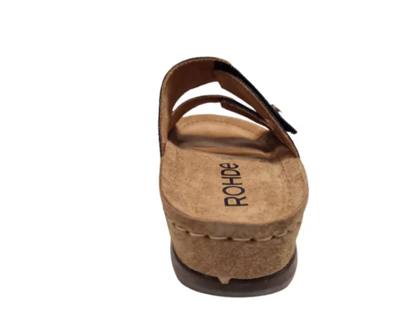 Rohde Rohde 5854 82 Grijze Leren Dames Slippers Met Klittenbandsluiting