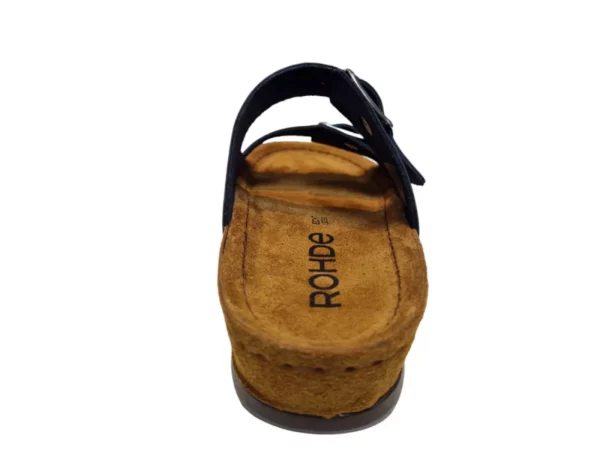Rohde Rohde 5856 56 Blauwe Leren Dames Slippers Met Voorgevormd Voetbed en Gespsluiting