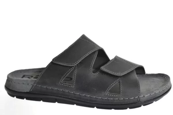 Rohde Rohde - 5914 82 Leren Heren Slippers Slides Voorgevormd Voetbed Grijs