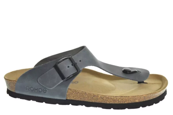 Rohde Rohde - 5928 56 Leren Heren Slippers Teenslippers Voorgevormd Voetbed Blauw