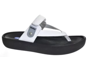 Wolky Wolky - 0082131 100 Witte Dames Teenslipper Met Klittenbandsluiting