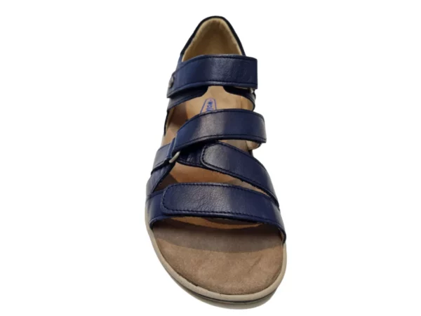 Wolky Wolky 0105530 870 Leren Dames Sandalen Dichte Hiel Klittenbandsluiting Blauw