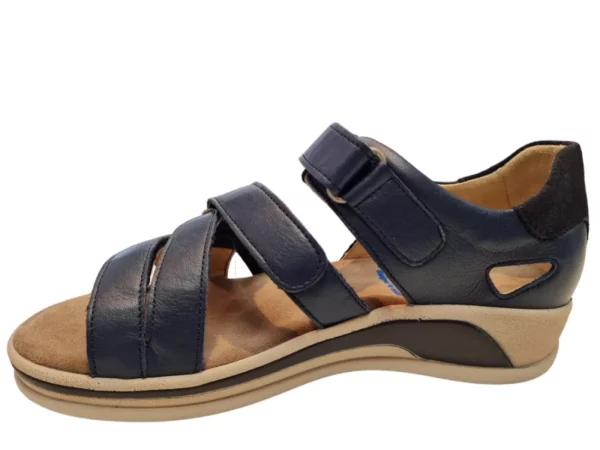 Wolky Wolky 0105530 870 Leren Dames Sandalen Dichte Hiel Klittenbandsluiting Blauw