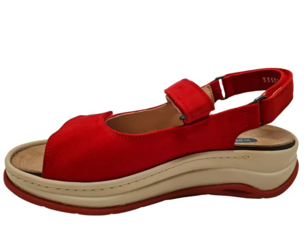 Wolky Wolky 0335010 570 Dames Sandalen Uitneembaar Voetbed Leer Klittenbandsluiting Rood