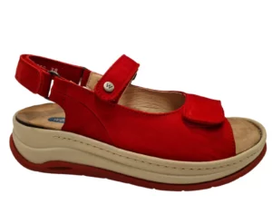 Wolky Wolky 0335010 570 Dames Sandalen Uitneembaar Voetbed Leer Klittenbandsluiting Rood