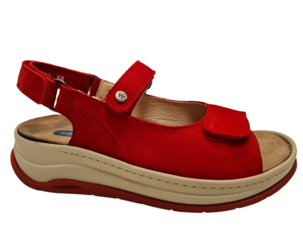 Wolky Wolky 0335010 570 Dames Sandalen Uitneembaar Voetbed Leer Klittenbandsluiting Rood