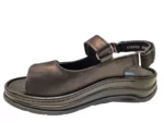 Wolky Wolky 0335020 000 Dames Sandalen Uitneembaar Voetbed Leer Klittenbandsluiting Zwart