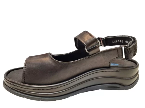 Wolky Wolky 0335020 000 Dames Sandalen Uitneembaar Voetbed Leer Klittenbandsluiting Zwart