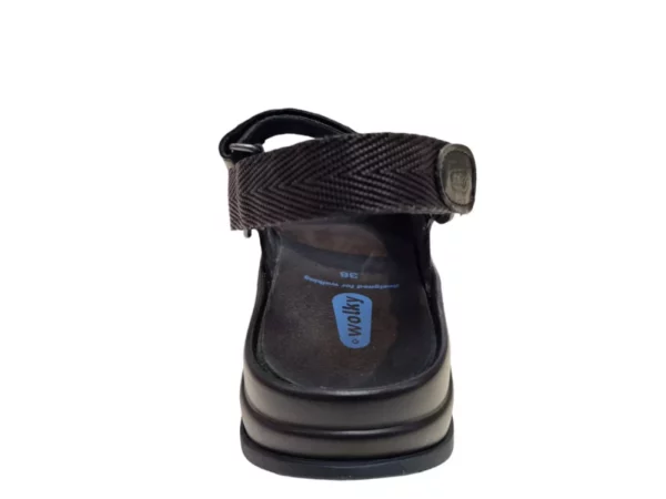 Wolky Wolky 0335020 000 Dames Sandalen Uitneembaar Voetbed Leer Klittenbandsluiting Zwart