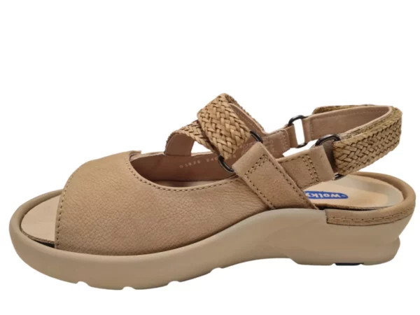 Wolky Wolky 0392511 125 Dames Sandalen Uitneembaar Voetbed Leer Klittenbandsluiting Beige