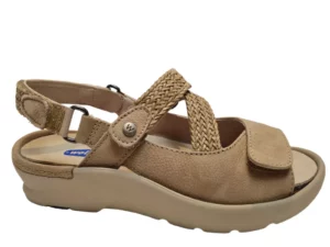 Wolky Wolky 0392511 125 Dames Sandalen Uitneembaar Voetbed Leer Klittenbandsluiting Beige