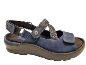 Wolky Wolky 0392511 821 Dames Sandalen Uitneembaar Voetbed Leer Klittenbandsluiting Blauw