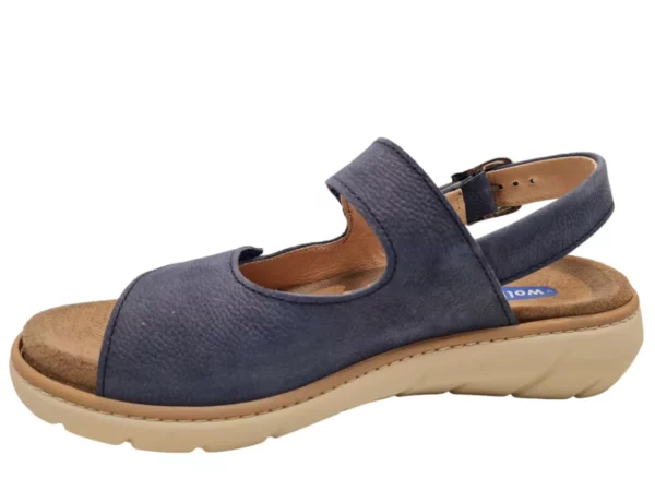 Wolky Wolky 0410311 820 Dames Sandalen Uitneembaar Voetbed Leer Klittenbandsluiting Blauw