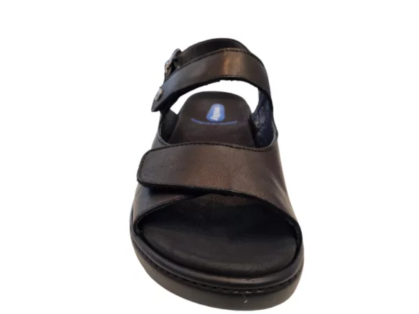Wolky Wolky 0410322 000 Dames Sandalen Uitneembaar Voetbed Leer Klittenbandsluiting ZWart