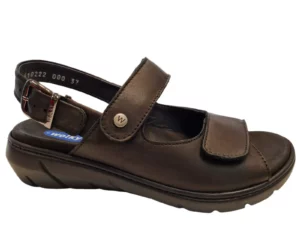 Wolky Wolky 0410322 000 Dames Sandalen Uitneembaar Voetbed Leer Klittenbandsluiting ZWart